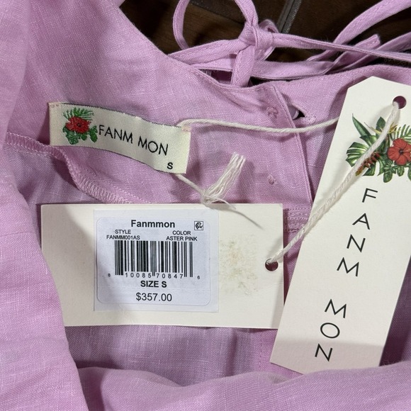 Fanm Mon Women's Size Small Pink Embroidered Ruffle Sleeve Demre Maxi Dress - Picture 6 of 11